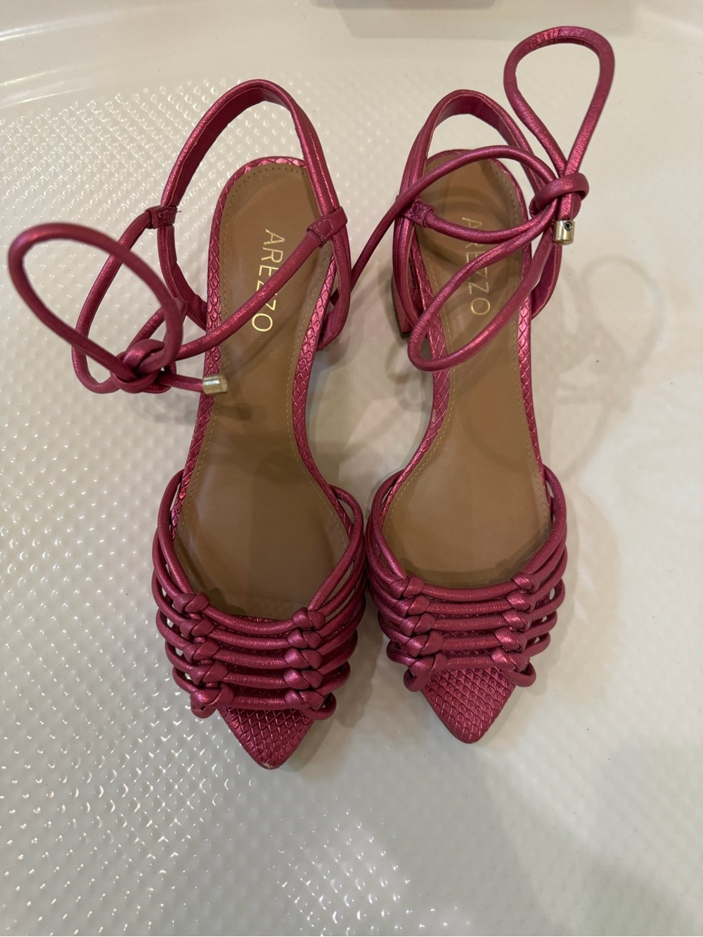 Pink Strappy Pointed-Toe Women's Heels